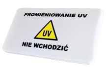 Lampa ostrzegawcza UV: PROMIENIOWANIE UV NIE WCHODZIĆ